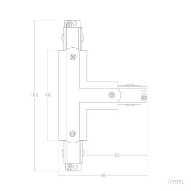 Image of Three Circuit Track Light Right Side T Shaped Connector