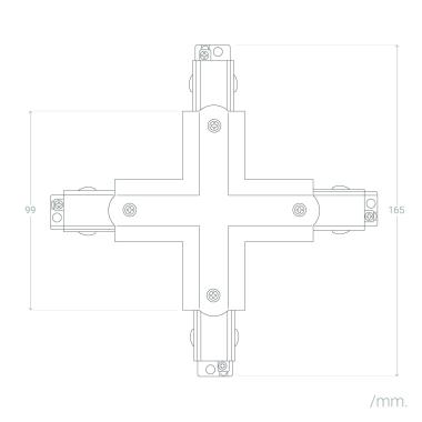 Image of Three Circuit Track Light X Shaped Connector