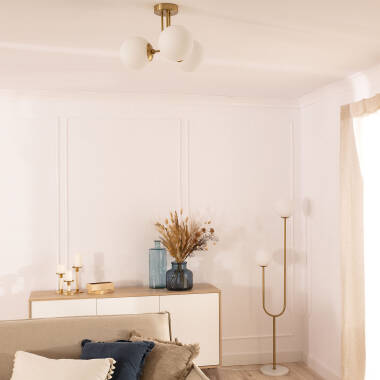 Image of Edit Amatler 3 Arm Glass Semi-Flush Ceiling Light