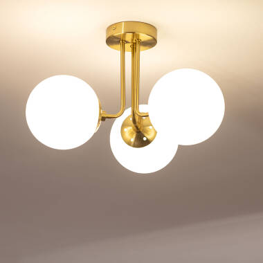 Image of Edit Amatler 3 Arm Glass Semi-Flush Ceiling Light