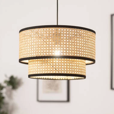 Image of Edit Doppio Rattan Ceiling Pendant Light
