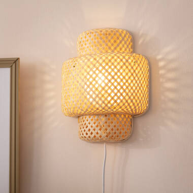 Image of Edit Nagua Bamboo Flush Wall Light with Plug