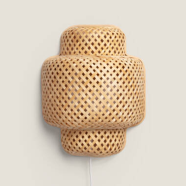 Image of Edit Nagua Bamboo Flush Wall Light with Plug