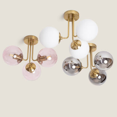 Image of Edit Amatler 3 Arm Glass Semi-Flush Ceiling Light