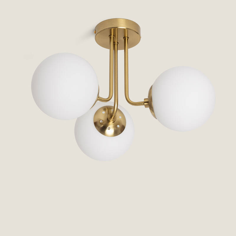 Image of Edit Amatler 3 Arm Glass Semi-Flush Ceiling Light
