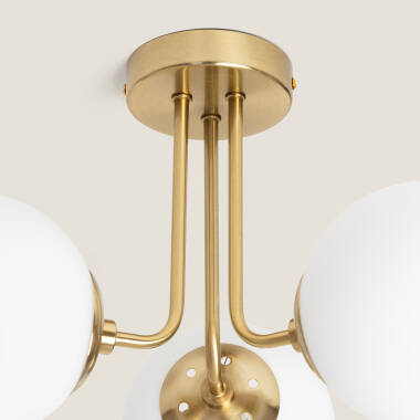 Image of Edit Amatler 3 Arm Glass Semi-Flush Ceiling Light