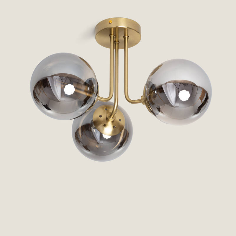 Image of Edit Amatler 3 Arm Glass Semi-Flush Ceiling Light