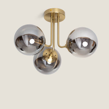 Edit Amatler 3 Arm Glass Semi-Flush Ceiling Light