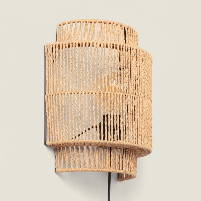 Image of Edit Kirito Rattan Rope Flush Wall Light with Plug