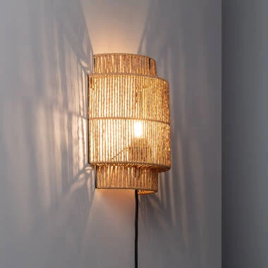 Image of Edit Kirito Rattan Rope Flush Wall Light with Plug