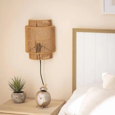 Image of Edit Kirito Rattan Rope Flush Wall Light with Plug