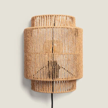 Image of Edit Kirito Rattan Rope Flush Wall Light with Plug