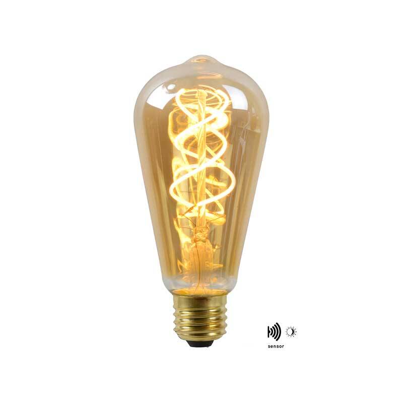 Image of Lucide 4W Very Very Warm White LED Decorative Filament Squirrel Cage Bulb with Dusk to Dawn Sensor