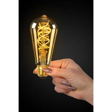 Image of Lucide 4W Very Very Warm White LED Decorative Filament Squirrel Cage Bulb with Dusk to Dawn Sensor