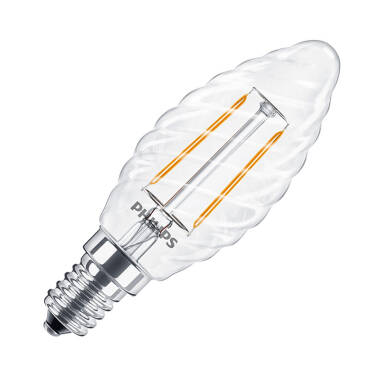 Philips Spiral 2W Non-Dimmable LED Decorative Filament Candle Bulb - Small Screw Cap