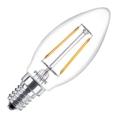 Philips 2W Non-Dimmable LED Decorative Filament Candle Bulb - Small Screw Cap