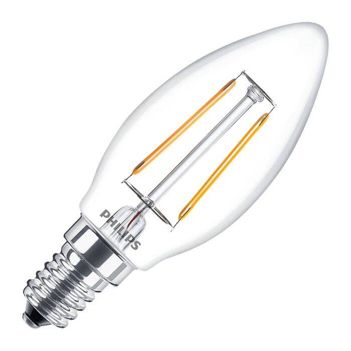 Image of Philips 2W Non-Dimmable LED Decorative Filament Candle Bulb - Small Screw Cap