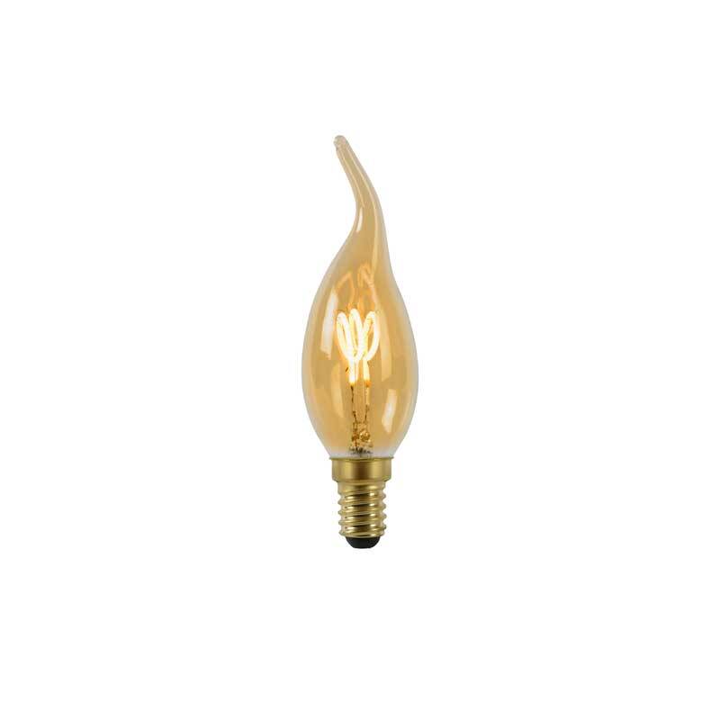 Image of Lucide 3W Very Very Warm White Dimmable LED Decorative Filament Bent Tip Candle Bulb