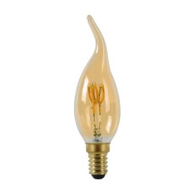 Image of Lucide 3W Very Very Warm White Dimmable LED Decorative Filament Bent Tip Candle Bulb