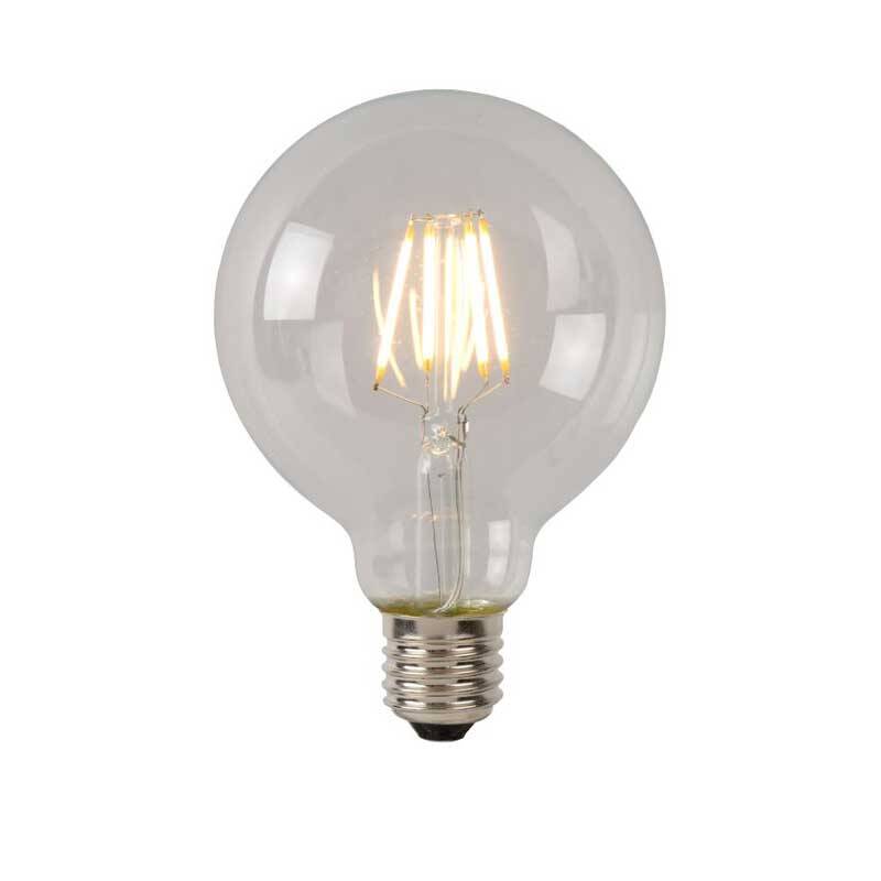 Image of Lucide 7W Warm White Non-Dimmable LED Decorative Filament 80mm Clear Globe Bulb