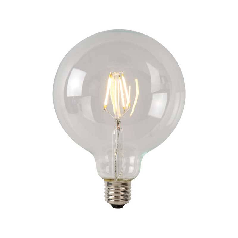 Image of Lucide 7W Warm White Dimmable LED Decorative Filament 95mm Clear Globe Bulb