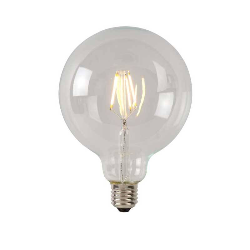 Image of Lucide 7W Warm White Dimmable LED Decorative Filament 125mm Clear Globe Bulb