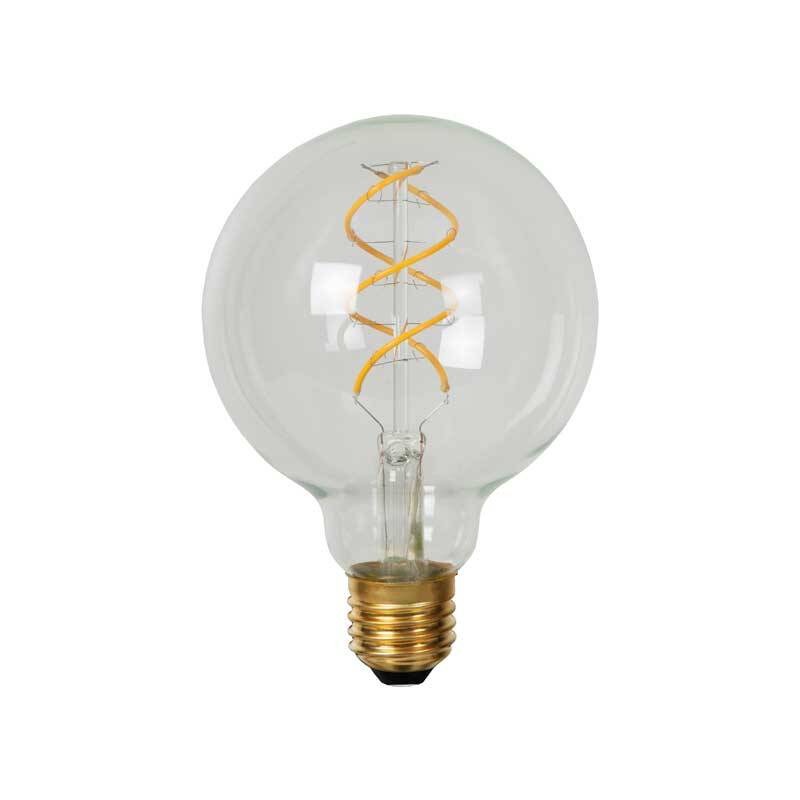 Image of Lucide Spiral 5W Warm White Dimmable LED Decorative Filament 95mm Amber Globe Bulb