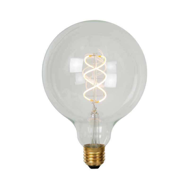 Image of Lucide Spiral 5W Warm White Dimmable LED Decorative Filament 125mm Amber Globe Bulb