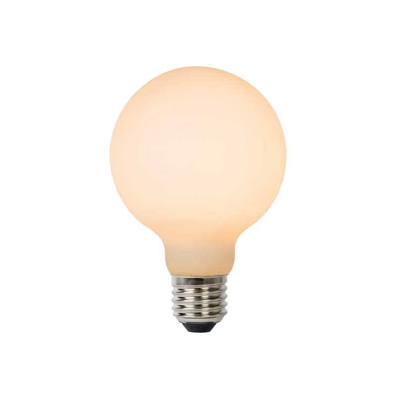 Image of Lucide 8W Warm White Dimmable LED Decorative Filament 80mm Frosted Globe Bulb