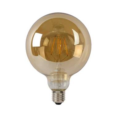 Image of Lucide 8W Warm White Dimmable LED Decorative Filament 125mm Satin Globe Bulb