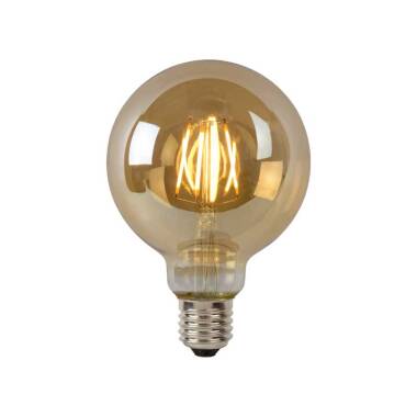 Lucide 5W Warm White Dimmable LED Decorative Filament 95mm Satin Globe Bulb