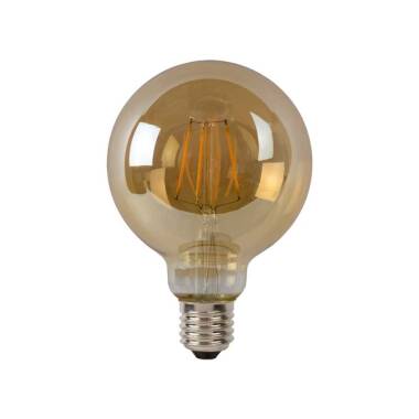 Image of Lucide 5W Warm White Dimmable LED Decorative Filament 95mm Satin Globe Bulb