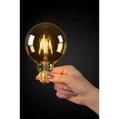 Image of Lucide 5W Warm White Dimmable LED Decorative Filament 95mm Satin Globe Bulb