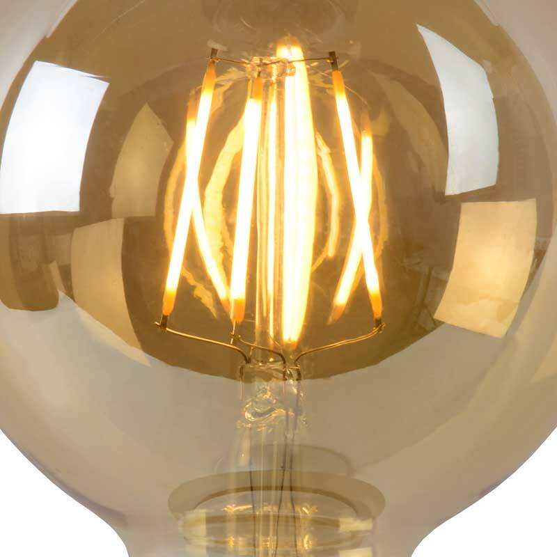 Image of Lucide 5W Warm White Dimmable LED Decorative Filament 95mm Satin Globe Bulb