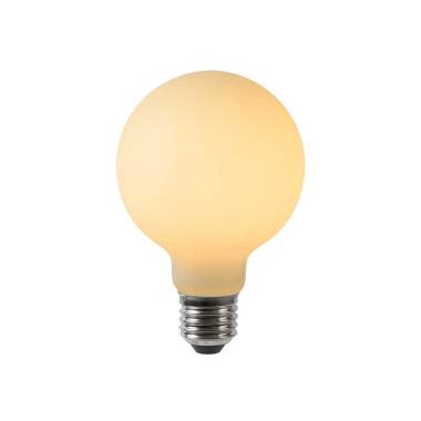 Lucide 5W Warm White Dimmable LED Decorative Filament 80mm Opal/Pearl Globe Bulb