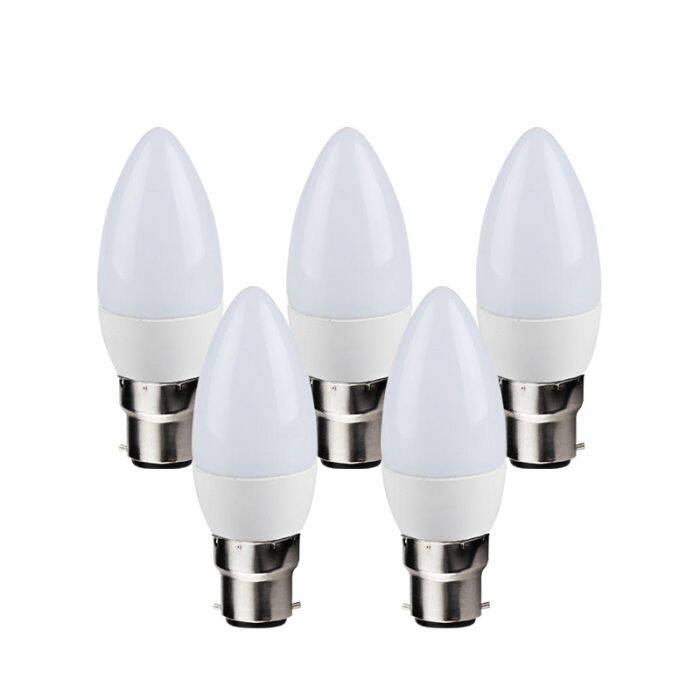 Image of Envirolight 6W Non-Dimmable LED Candle Bulb - Bayonet Cap - Pack of 5