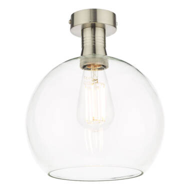 Dar Emerson Semi-Flush Ceiling Light with Round Clear Glass