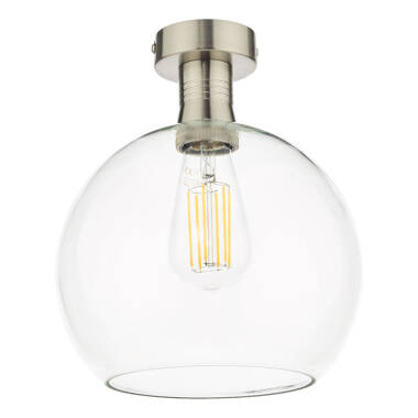 Image of Dar Emerson Semi-Flush Ceiling Light with Round Clear Glass