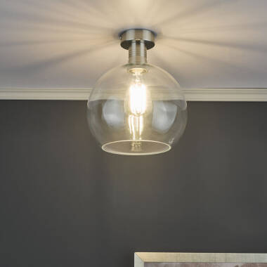 Image of Dar Emerson Semi-Flush Ceiling Light with Round Clear Glass