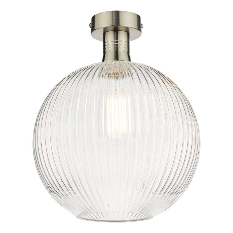 Image of Dar Emerson Semi-Flush Ceiling Light with Round Smoked Glass