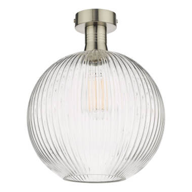 Image of Dar Emerson Semi-Flush Ceiling Light with Round Smoked Glass