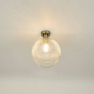 Image of Dar Emerson Semi-Flush Ceiling Light with Round Smoked Glass