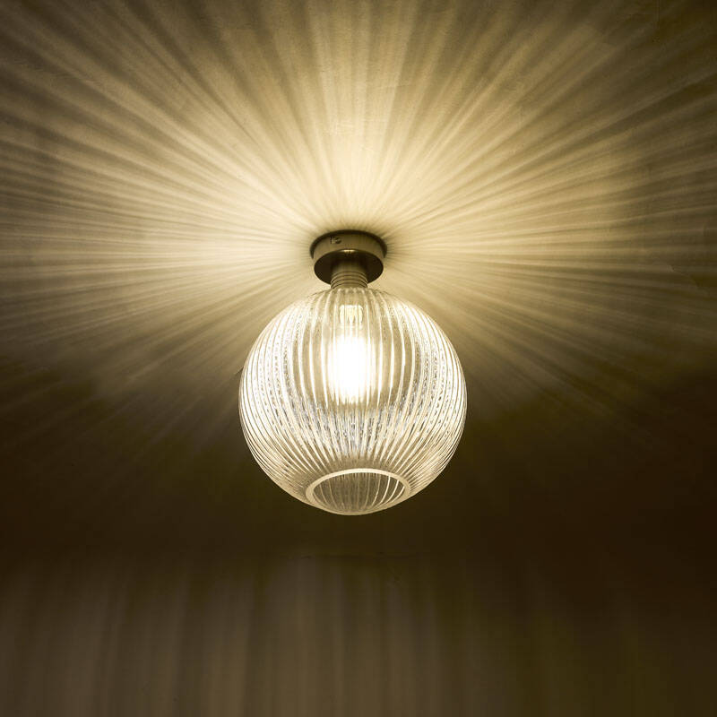 Image of Dar Emerson Semi-Flush Ceiling Light with Round Smoked Glass