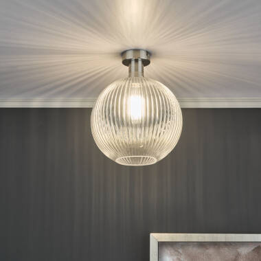 Image of Dar Emerson Semi-Flush Ceiling Light with Round Smoked Glass