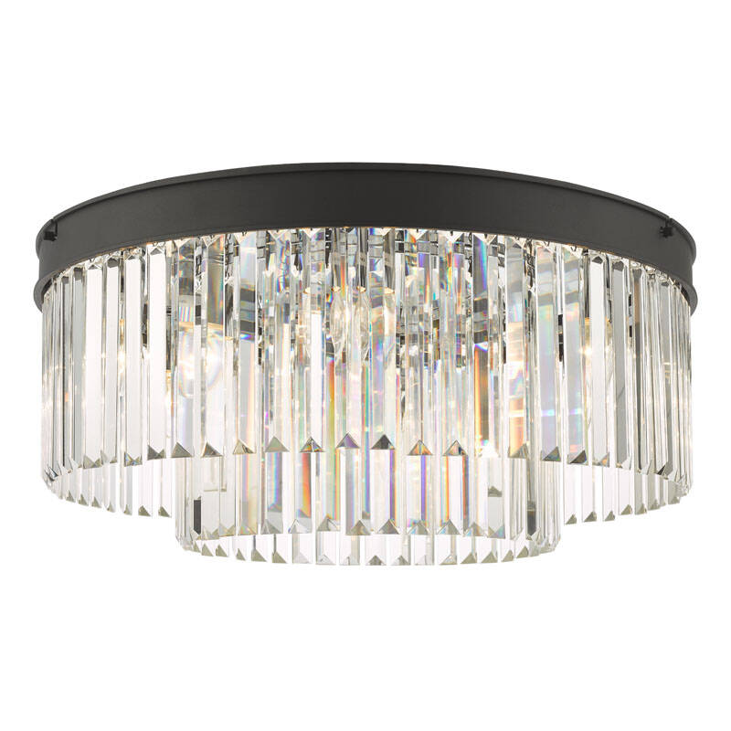 Image of Dar Celeus Crystal Flush Ceiling Light
