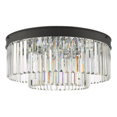 Image of Dar Celeus Crystal Flush Ceiling Light