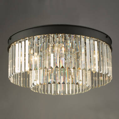 Image of Dar Celeus Crystal Flush Ceiling Light