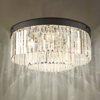 Image of Dar Celeus Crystal Flush Ceiling Light