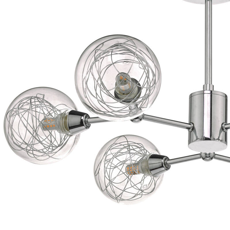 Image of Dar Tyka 6 Arm Semi-Flush Ceiling Light
