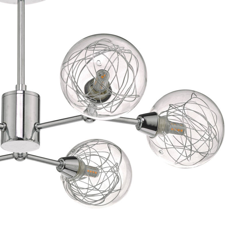 Image of Dar Tyka 6 Arm Semi-Flush Ceiling Light